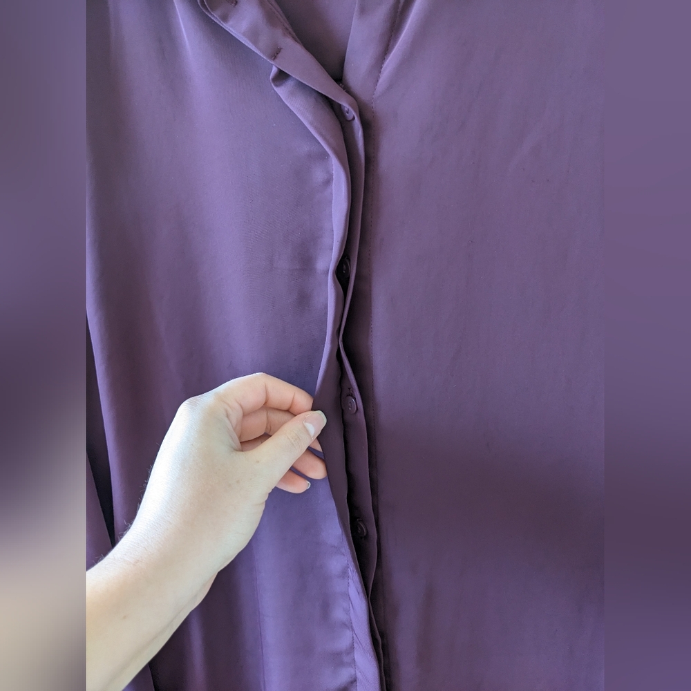 Women's Burgundy Long Sleeve Blouse - Picture 4 of 9